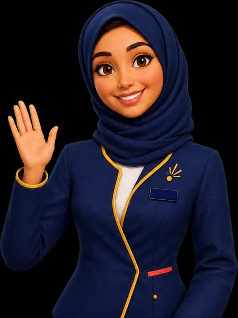 Batool, the nibras assistant, waving